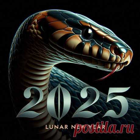 Lunar New Year 2025. A surreal image of a snake head with intricate patterns.