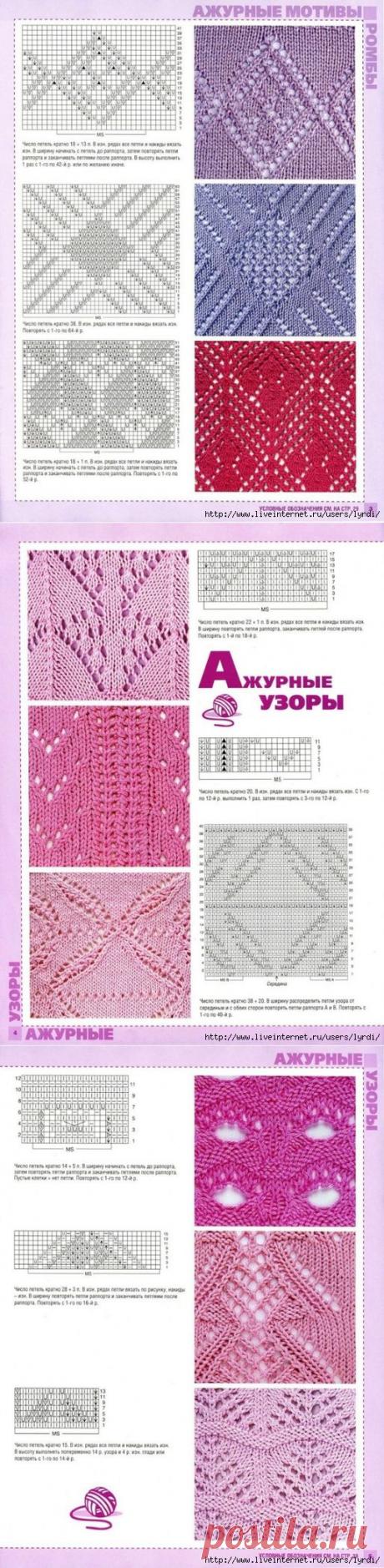 Огромная подборка ажурных узоров спицами