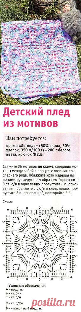 Детский плед крючком