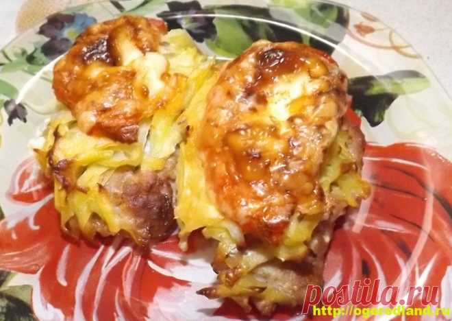 Свиная отбивная в горчичном маринаде с овощами и сыром