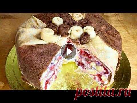 БЛИННЫЙ ТОРТ С КЛУБНИКОЙ И БАНАНАМИ. Торт на сковороде. Масленица 2019, проводы Масленицы. Перезалив по техническим причинам! Потрясающий блинный торт на сковороде! Отличное завершение Масляничной недели. Приготовьте на проводы Масленицы 201...