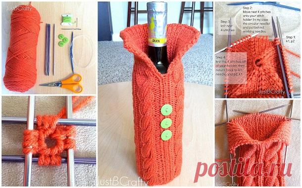 Как связать чехол для бутылки своими руками | Креаликум