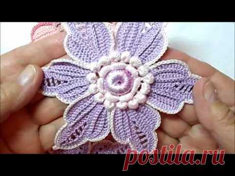 &quot;Фантазийный цветок&quot;вязание крючком,crochet,how to crochet,crochet tutorial