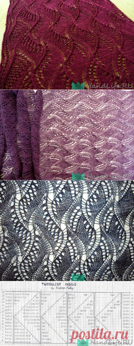 Узор спицами для палантина / Вязание