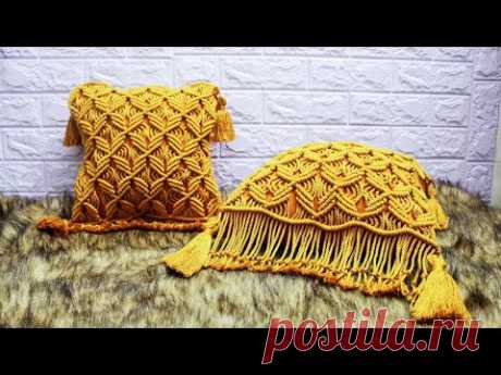 DIY How To Macrame Cushion, double half hitch, macrame basic knots by TNARTNCRAFTS