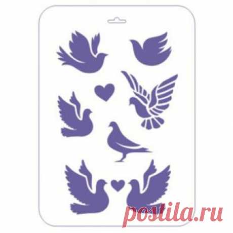 Трафарет пластиковый "Голуби" (22 х 31 см) - 87 руб. - купить в Self-made Shop