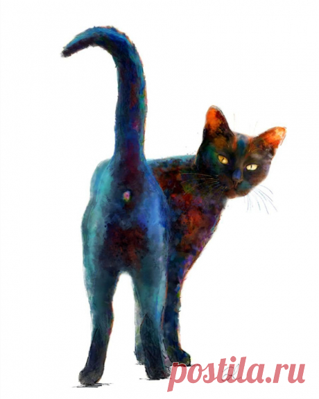 Black And Proud Digital Art (Giclée) by Denise Laurent A black cat stands and looks back at us over his shoulder. I like this cheeky pose, this is my boy Harry in his slimmer days. I thought I’d call it ‘Black and Proud’ because black cats are so often ov...