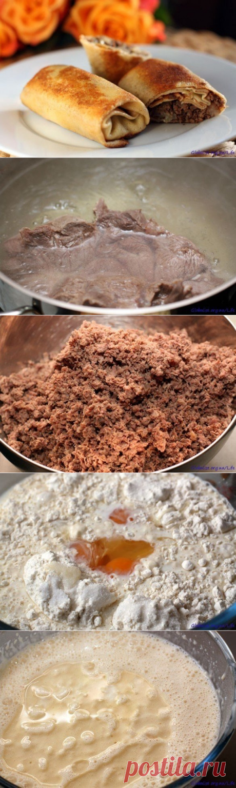 Как приготовить традиционные блинчики с мясом - рецепт, ингридиенты и фотографии