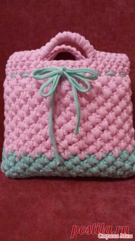 Сумка из пряжи Лента.МК https://handmade-12.ru/sumka-iz-pryazhi-lenta/