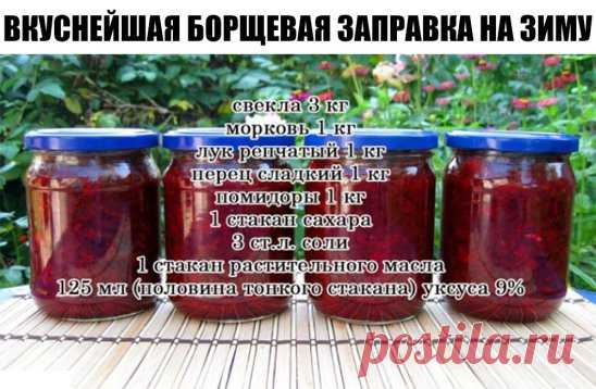 Очень удобно зимой — баночку маленькую открыл — и борщик за полчаса готов! Можно без мяса, можно на бульоне, можно на тушенке — вообще минутное дело!
Ингредиенты:
свекла 3 кг
морковь 1 кг
лук репчатый 1 кг
перец сладкий 1 кг
помидоры 1 кг
1 стакан сахара
3 ст.л. соли
1 стакан растительного масла
125 мл (половина тонкого стакана) уксуса 9%— выход: около 12 банок по 0,5л!Приготовление:1. Все овощи помыть, почистить, далее слоями уложить в таз в следующей последовательности:2. Лук порезать полу- ил