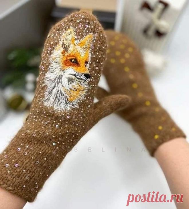 Варежки с вышивкой: искусство, тепло и стиль | Ольга Прилуцкая, вязание - это модно | Дзен