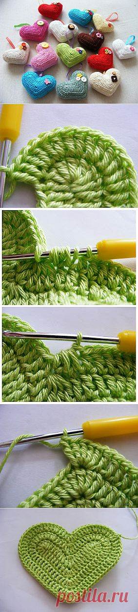 Вяжем сердечко-валентинку крючком. Пошаговый МК..