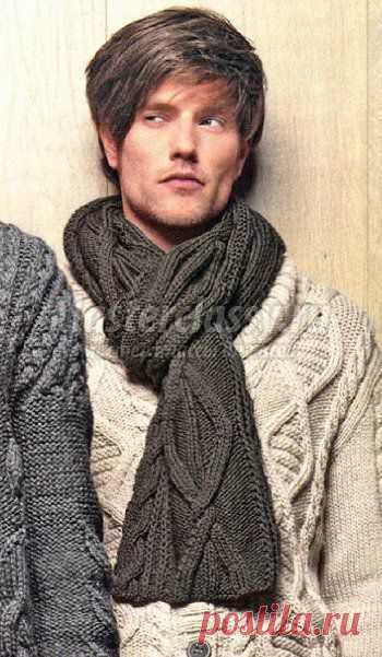 Вязаный мужской шарф спицами. Схема и описание