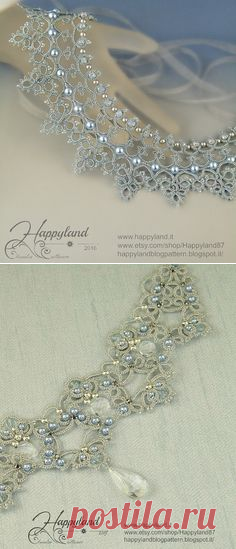 Arabesque necklace , needle tatting kit and pattern | Кружево Иглой, Арабески и Ожерелья