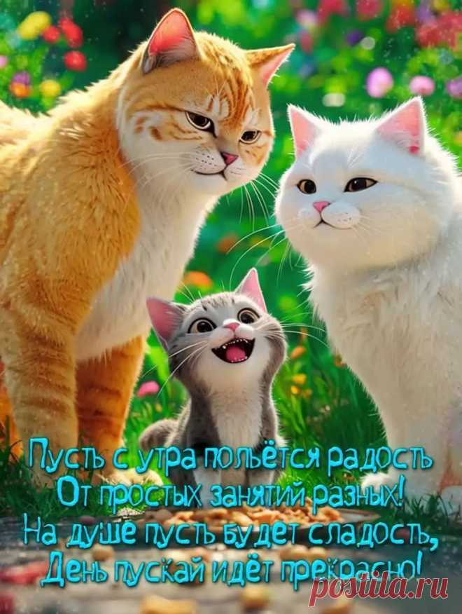 Открытка доброе утро с котиками