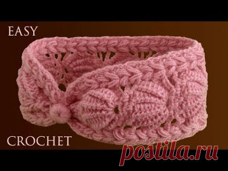 Como tejer a crochet punto conchas de abanico 3D para diademas tejido con ganchillo - YouTube