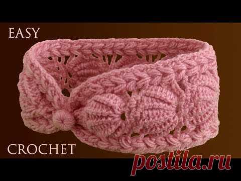 Como tejer a crochet punto conchas de abanico 3D para diademas tejido con ganchillo - YouTube