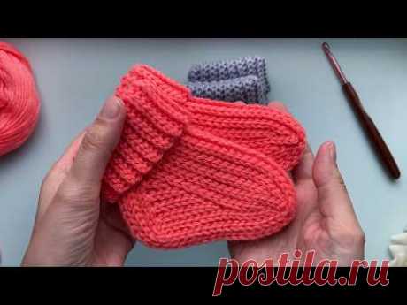 💥🧦 Простые носочки крючком для малышей с анатомической пяткой: 2 размера