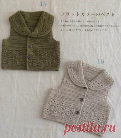 Жилетка для малыша вязаная крючком..