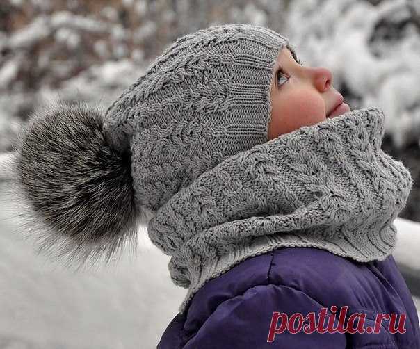 Красивый узор для шапки и снуда