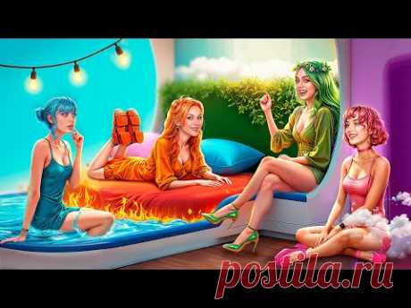 Девушки-стихии строят гигантскую кровать! Огонь vs Вода vs Воздух vs Земля!