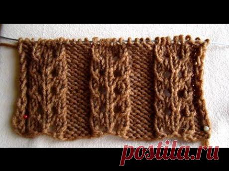 ВЯЗАНИЕ СПИЦАМИ ДЛЯ НАЧИНАЮЩИХ! АЖУРНАЯ РЕЗИНКА №3!Knitting