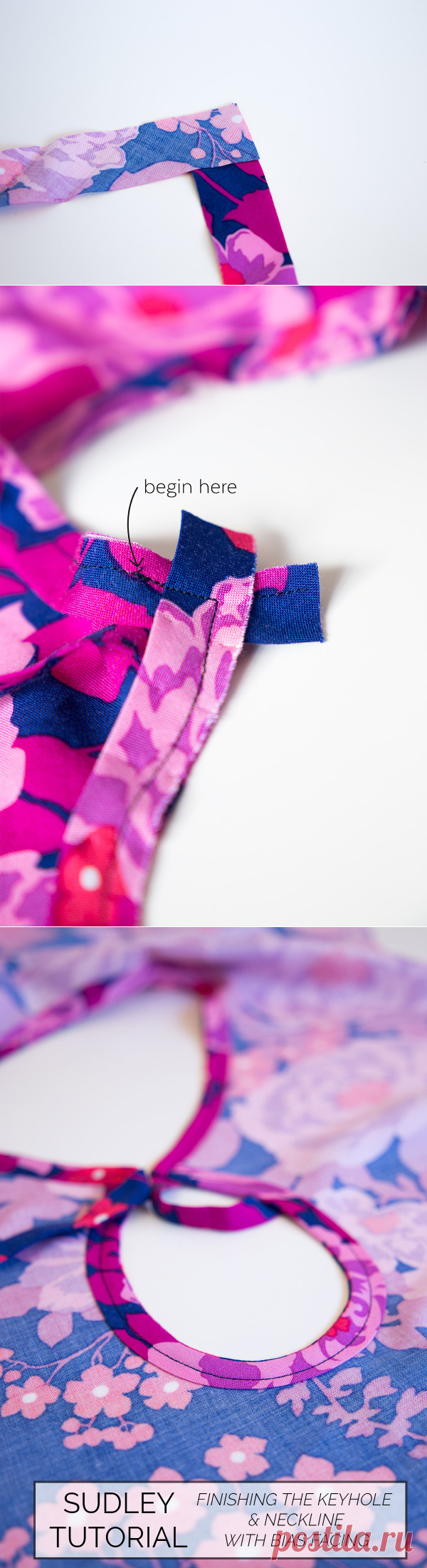 How to finish the Sudley keyhole & neckline with a bias facing — megan nielsen design diary