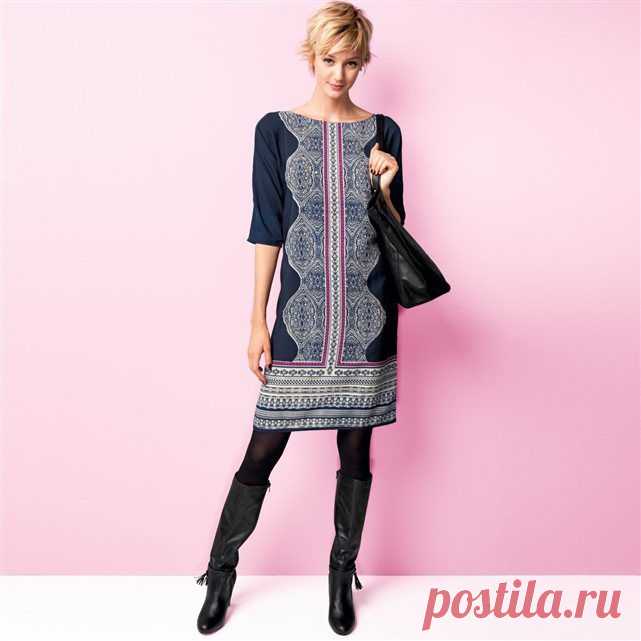 Printed Shift Dress with Three-Quarter Length Sleeves *****
£8.10
Shift dress in silky crêpe with print on the front. Slash neckline. Three-quarter length sleeves. Detachable tie belt. Length 92 cm. 100% polyester.