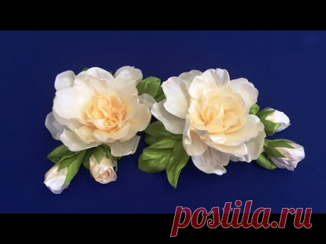 Ribbon flowers.Gardenia/Flores de cintas.Gardenia/Цветы из лент.Гардения
