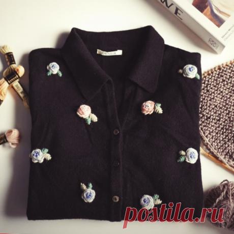 Вышивка на одежде: винтажные розы. Мастер-класс | Креаликум