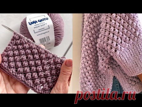 Рельефный, объёмный и очень простой узор спицами! (+ схема) Для свитеров и кардиганов!