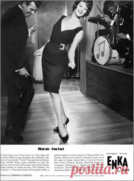 Model in black Enka crêpe cocktail dress with draped bodic… | Flickr