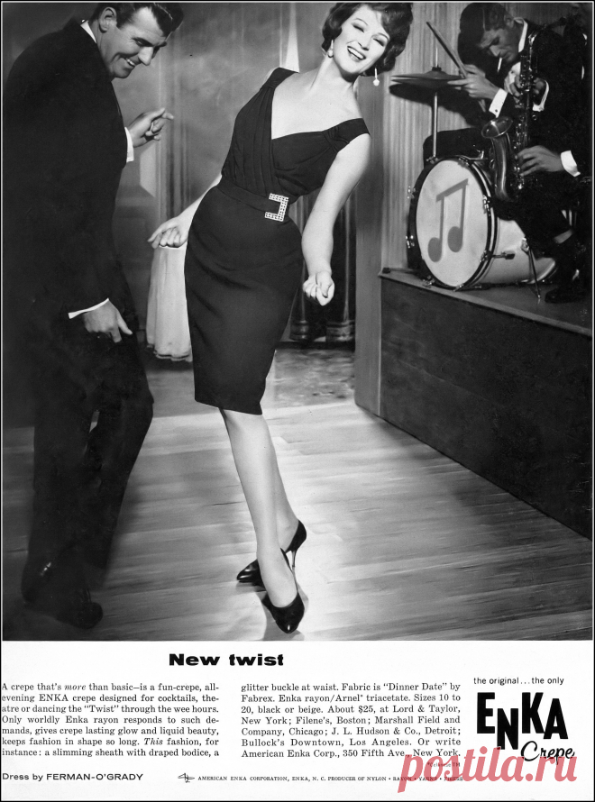 Model in black Enka crêpe cocktail dress with draped bodic… | Flickr