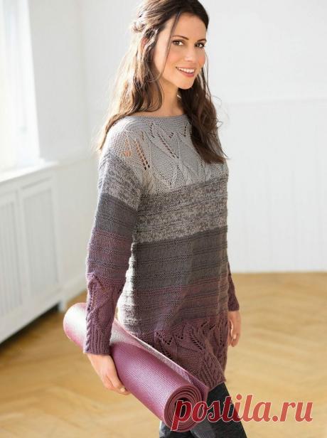 Джемперы, модели спицами: сплошной узор из ромбов, эластичные планки, цветочный узор, круглая кокетка (схемы, описание) | Вязание "Мир узоров" | Яндекс Дзен