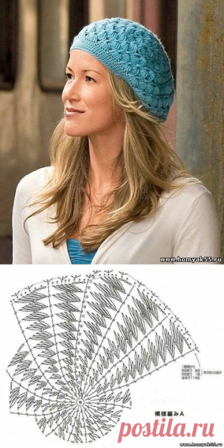 Женский берет крючком. Схемка + небольшое описание.