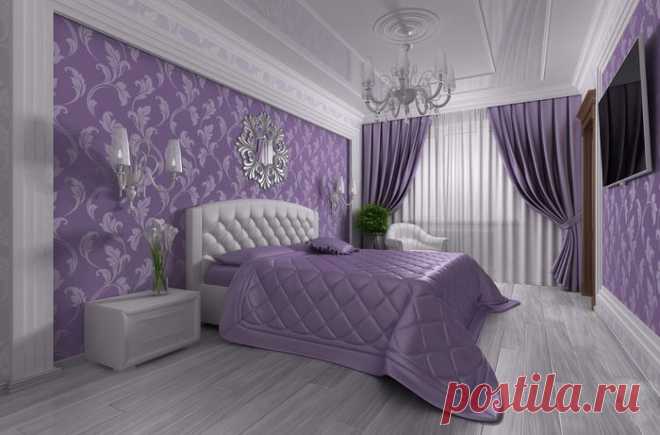 Комната в серебристо-фиолетовых тонах