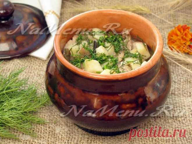 Горшочки с мясом и картофелем и грибами в духовке рецепт
