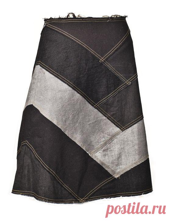 (1) Patchwork denim skirt - Use one of your skirts that fits well as pattern for the skirt. Then use old jeans, any color, and combine them to get thi…