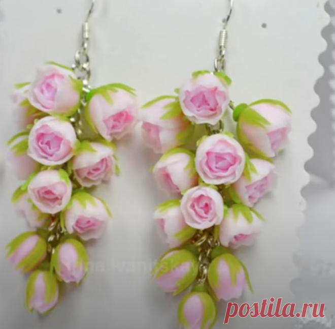 Цветочные серьги из полимерной глины | Креаликум
