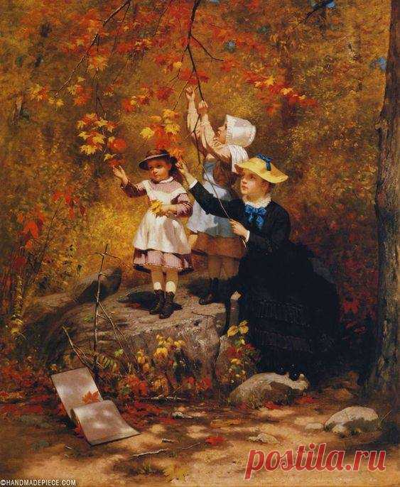 Գեղարվեստի համաշխարհային ոսկե ֆոնդից.
From the Golden Found of World Painting
Из золотого фонда всемирной живописи

«Աշնանային տերևներ հավաքելիս», Ջոն Ջորջ Բրաուն:
"Gathering Autumn Leaves", John George Brown.
«Сбор осенних листьев» Джон Джордж Браун.