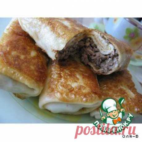 Блинчики с куриными сердечками и желудочками - кулинарный рецепт