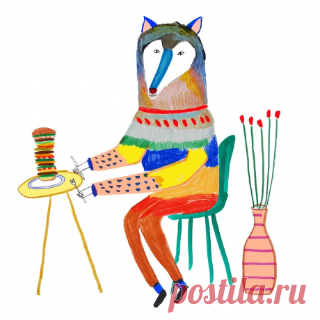 wolf, animal illustrations, animal artwork, kids print, food illustration, editorial, children's illustration, artist, print, designer, logo design, wall mural, colorful, nature, character design, character development, freelance, for hire - Ashley Percival Illustration
