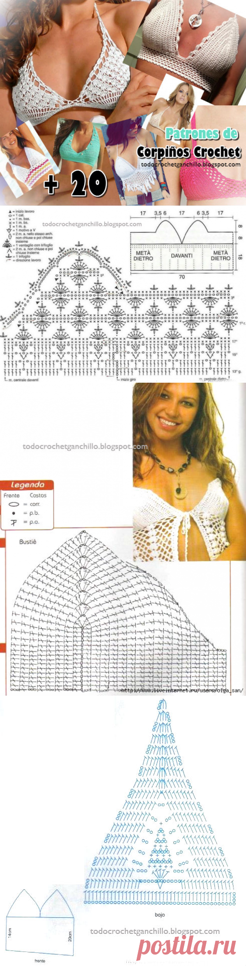 20 Patrones de Corpiños Crochet | Todo crochet