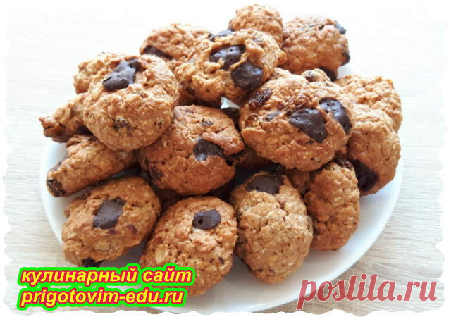 Печенье из овсяных хлопьев с изюмом и шоколадом. Видео рецепт 🥣