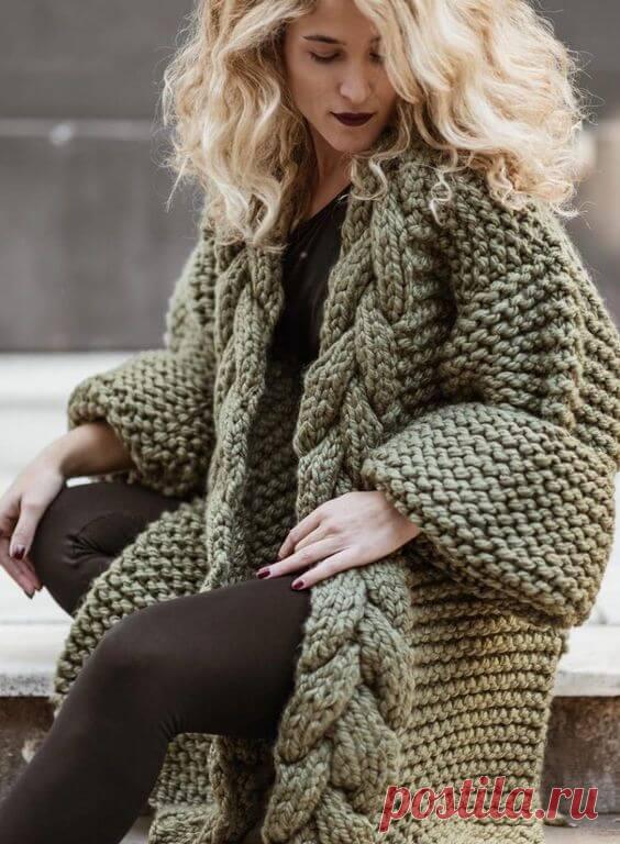 Кардиган спицами крупной вязкой: 15 фото моделей ~ Свое рукоделие