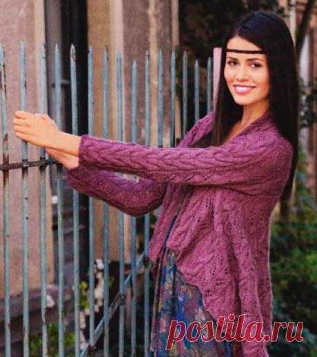 Жакет связанный поперек