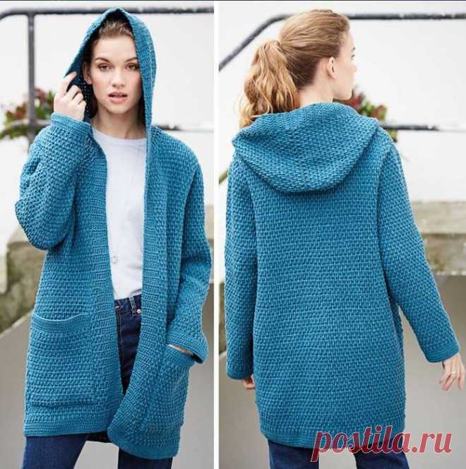 Вязаный кардиган с капюшоном
