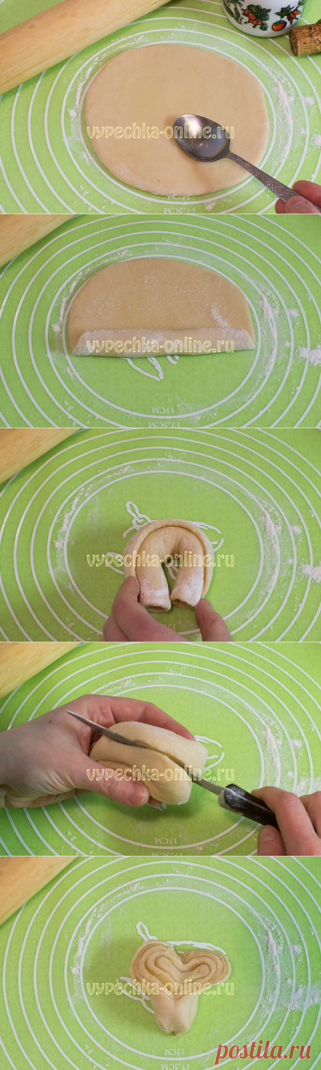 ✔️Как сделать плюшку с сахаром сердечком из теста: пошаговые фото