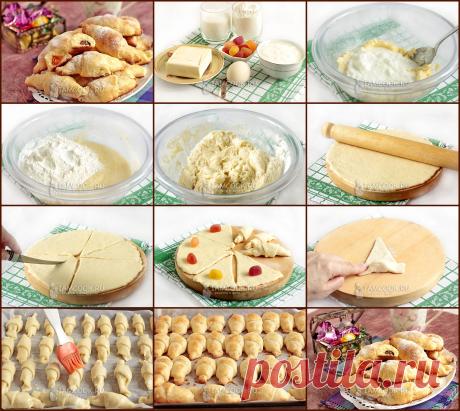 РОГАЛИКИ НА ПРОСТОКВАШЕ С КОНФЕТАМИ