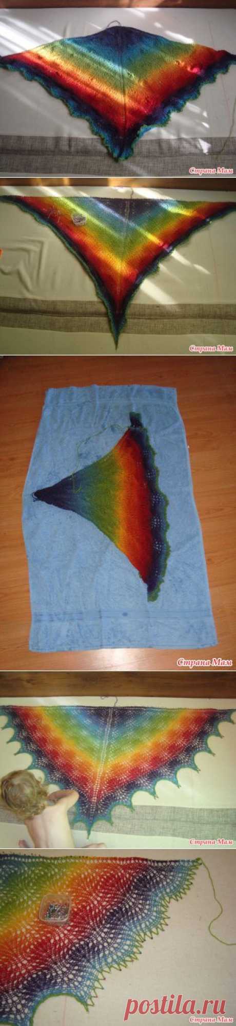 Блокировка или растяжка шали с зубчиками. МК - Страна Мам